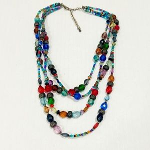 Vintage Four strand colorful beaded Necklace